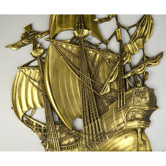 Homco MCM Gold Metallic Ship Wall Decor - Picture 3 of 6
